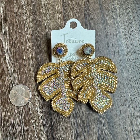 Gold statement earrings.  Beautiful!!!!! - Picture 2 of 2